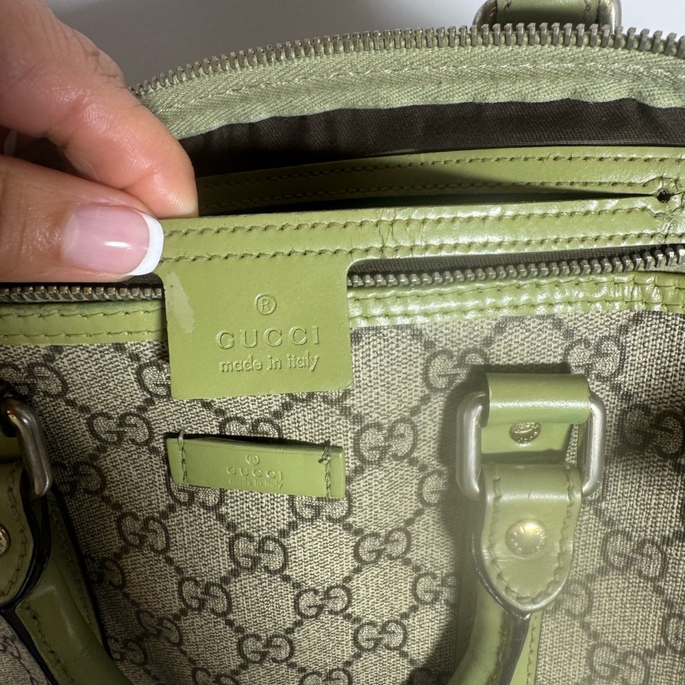 Gucci Beige and Green Monogram Boston Joy Bag - Picture 10 of 16